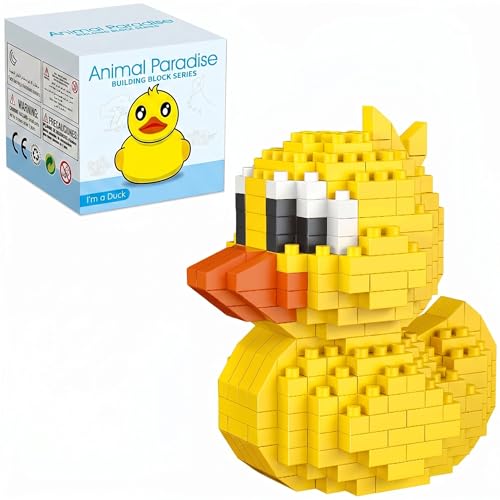 QISHOUTING Duck Mini Building Toy for Kids, Farm Animals Mini Duck Building Blocks & Learning Toy for Girls Boys, Duck Figurine Toys for Adults Girls, Birthday Party Favors Stocking Stuffers - style: Duck