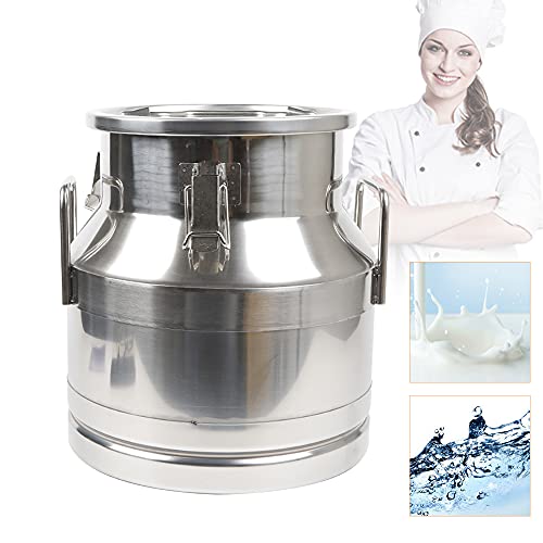 Milk Can with Sealed Lid, Stainless Steel Milk Transport Cans Wine Pail Bucket Tote Jug Pot Oil Liquid Storage Barrel with 2 Handles Sealed Silicone Anti-Leak Ring Lock Belt 12 L 3.16 Gallon - color: 12l