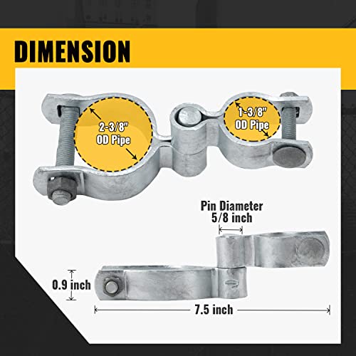 VIVIDA 1-3/8" x 2-3/8" Chain Link Fence Gate Hinge Kit, 2 Pack | Chain Link Fence Hardware, Galvanized Steel, For 1-3/8" x 2-3/8" OD Pipe, Bolts & Nuts Included - color: Silver (2 Set), size: 1-3/8" x 2-3/8"