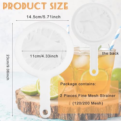 2 Piece Fine Nylon Mesh Strainer Kitchen Food Yogurt Mesh Sieve Plastic Mesh Colander with Handle Mini Brine Shrimp Separation Net for Filtering Juice Milk Soy Coffee Honey Wine Yogurt (120/200 Mesh) - size: 120/200 Mesh