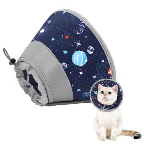 Cat Cone Collar Soft to Stop Licking, Adjustable, Foldable Lightweight Kitten Cones After Surgery Recovery for Cats & Kittens, Cat Cone Alternative, Easy Eating (Grey, S) - color: Grey, size: S