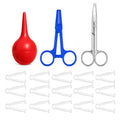 Animal Birth Kit with 15 Umbilical Cord Clamps, Curved Stainless Steel Scissors, Disposable Hemostat & Bulb Syringe, Newborn Delivery Supplies for Puppies, Piglets, Lambs, Calves & Farm Animals