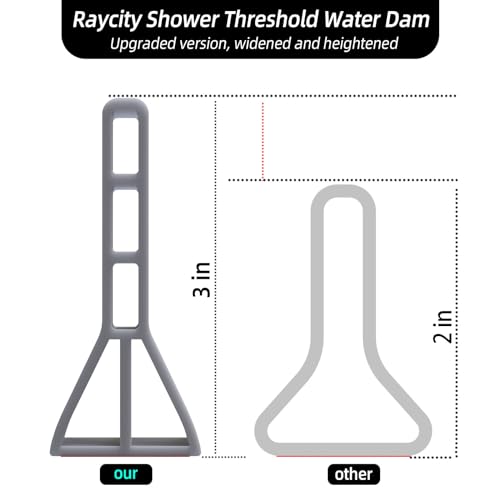 Raycity 3"H Shower Threshold Water Dam, Shower Water Guard, 67 Inch, Gray | Silicone Rubber Water Stopper for Walk in Shower, Water Barrier, Prevent Leaks, Suitable for Bathroom, Kitchen - color: Gray, style: 67 inch