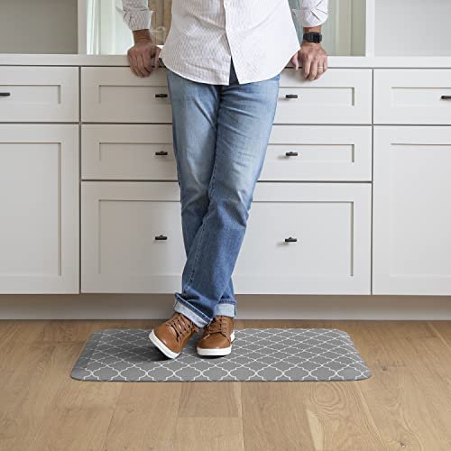 NewLife by GelPro Anti-Fatigue Designer Comfort Kitchen Floor Mat, 20x32”, Trellis Grey Resistant Surface with 3/4” Thick Ergo-Foam Core for Health and Wellness - color: Trellis Grey, size: 32"L x 20"W x 0.8"Th