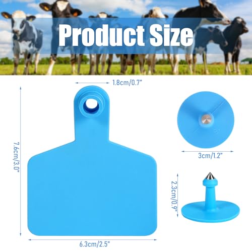 Blank Cattle Ear Tags 100 Pieces Livestock Identification Tags Blank Livestock Ear Tags for Cattle Cow Pig Goat Sheep Dog (Blue 3x2.44'') - color: Blue 3x2.5''