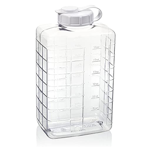 Arrow 2 Quart Jug for Cold Drinks - Clear View Plastic Refrigerator Bottle with Cap & Easy-Pour Spout - Graduated Markings - Ideal for Water, Iced Tea, Juice & Milk - BPA Free - Made in USA - size: 2 Quart (Pack of 1)