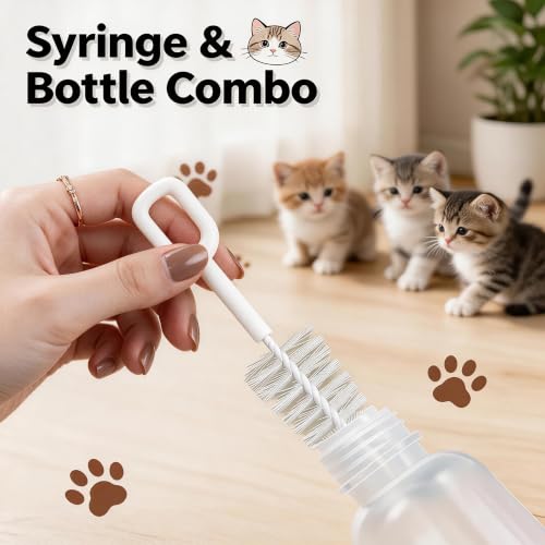 Kitten Bottle Feeding Kit, with Kitten Feeding Syringe, Includes Nipples and Formula Dispenser, Ideal for Newborn Kittens and Small Animals