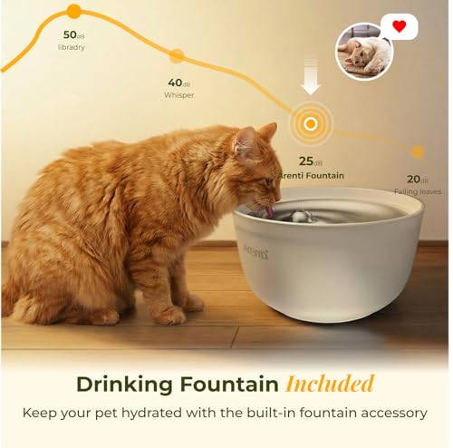 ARENTI Automatic Cat Feeder and Water Dispenser with Camera, 2K Adjustable View & Invisible Privacy Mode, 4.5L Cat Food Dispenser Fountain Combo, 5G/2.4G WiFi, 2-Way Audio, AI Alerts, Battery Backup