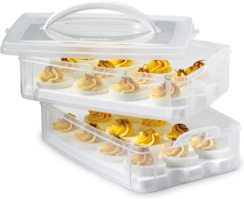 Snapware (2-Layer,24 Eggs Plastic Detachable Deviled Egg Carrier Storage Container With Lid and Handle,Freezer Dishwasher Microwave Safe,(Pack of 6) - size: Medium (Pack of 6)
