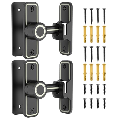 Sliding Barn Door Lock, 90 Degree Locks, 2 Pack-Luminous Black | Flip Gate Latches for Garden, Bathroom, Outdoor, Garage, Window, Barn Doors - color: 2 Pack-Luminous Black