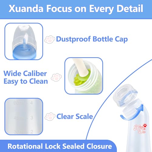 Pet Feeding Bottle,3 Pack Wide Mouth Angled Nursing Bottle, 3 Sizes Nipples with Ventilation Valve Resistant Tearing Perfect for Puppies, Kittens, Small Wildlife（Blue） - color: blue