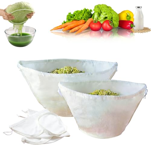 XEMBRALTI Reusable Fine Mesh Cotton Strainer Bag, Cotton Filter Bags for Cheese, Nut Milk Brewing, Yogurt Coffee Tofu Tea & Juice Extraction, Food Grade Filtration Bag (Medium*1 & Large*1) - size: Medium*1 & Large*1
