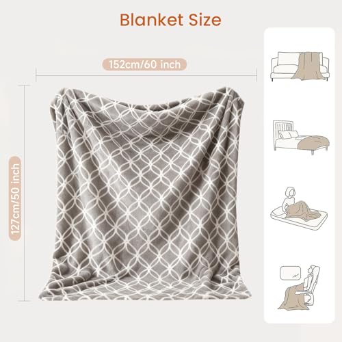 Heated Blanket Electric Throw Blanket with Built-in Button Controller 50"x60" One-Touch Ultra Cozy Soft Warm Heating Electric Blanket with 4 Heat Levels & 4 Hours Auto-Off Overheat Protection - color: Coffee White, size: Throw