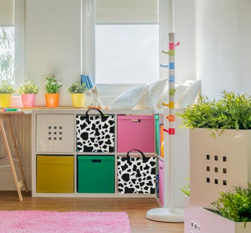 NTAOHAMPER Rectangular Cow Storage Basket, Waterproof Cowprint Box with Handles, Room Decor, Gift Basket for CowLovers, Collapsible Storage Bin(Cow) - color: Cow Pattern