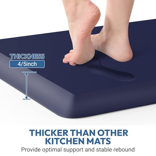 4/5 Inch Thick Kitchen Mat - Cushioned Anti Fatigue Mat for Kitchen Floor | Easy to Clean, Water Resistant, Non-Slip Thicker Rug, Standing Desk Mat for Sink, Office, Kitchen (17''x24'', Blue) - color: Blue, size: 24"L x 17"W x 0.8"Th