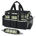 SCAVATA Wearable Cleaning Caddy, Cleaning Caddy Supplies Organizer with Handle & Shoulder Straps for Housekeepers, Under Sink & Car Cleaning Tool Organizers Bag with 4 Foldable Divider (GreenPlaid) - color: GreenPlaid