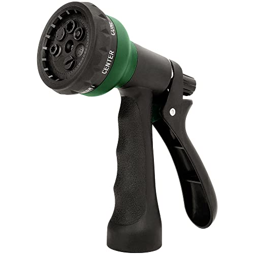NEXCOVER Garden Hose Nozzle Sprayer - 7 Adjustable Watering Patterns Nozzle for Water Hose, Non-Slip Garden Spray Nozzle Hose Attachment for Car Washing, Watering Plants, Pets Showering,Lawns Cleaning - color: Dark Green
