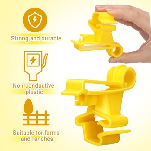 100 Pcs T-Post Poly Tape Insulator Large Snap T-Post Holding Electric Fence Insulator for Farm Fence (Yellow) - color: Yellow