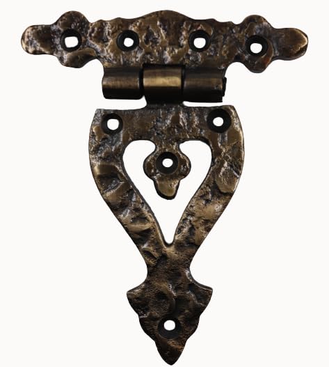 The Metal Magician Antique Brass T-Strap Hinges, Pack of 4 Heavy Duty Barn Door Hinges (5" x 4.5") for Wooden Fences Heavy Duty, Decorative, Farm Gate Hinge (Antique Brass) - color: 5inch T Hinge Antique Brass