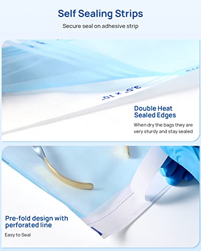 JMU Self Seal Sterilization Pouches 3.5" x 10", Sterilization Bags 200/Box - size: 3.5" x 10"