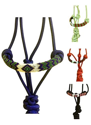 Majestic Ally Padded Beaded Nose Braided Rope Halter with 10' Matching Lead - Full (Royal Blue) - color: Royal Blue