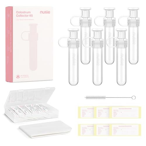 Nuliie 6pcs Colostrum Collector Kit, 7ml, Leakproof, Reusable, BPA-Free | Breast Milk Collector, Heat & Freezer Resistant, Cotton Cloth Wipe, Storage Case, Cleaning Brush, Ready-to-Use for Newborns - size: 6 Count
