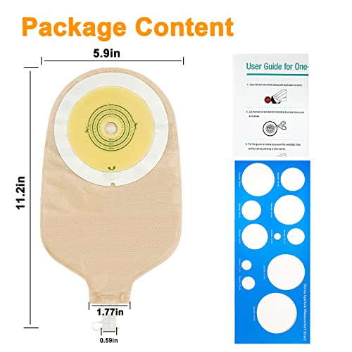 Ceeport 20 PCS Urostomy Bags with Measure Card, One Piece, Cut-to-Fit | Drainable Pouches, Ostomy Supplies for Colostomy, Ileostomy, Stoma Care