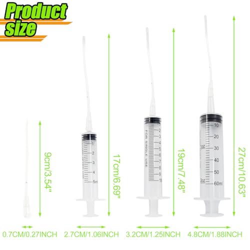 Bird Feeding Syringe Set with Tubes, 5ml+10ml+60ml | Pet Feeding Syringe, Plastic Syringes for Breeding Small Pets, Oil or Glue Applicator, 5ml+10ml+60ml Feeder+9cm Feeding Tube
