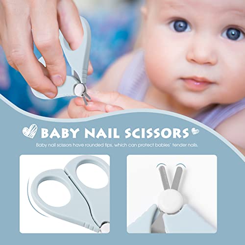Baby Nail Clippers Set with Cute Case, Infant Fingernail and Toenail File Kit for Newborn Manicure and Pedicure, New Mom Grooming Gift - color: Polar Blue