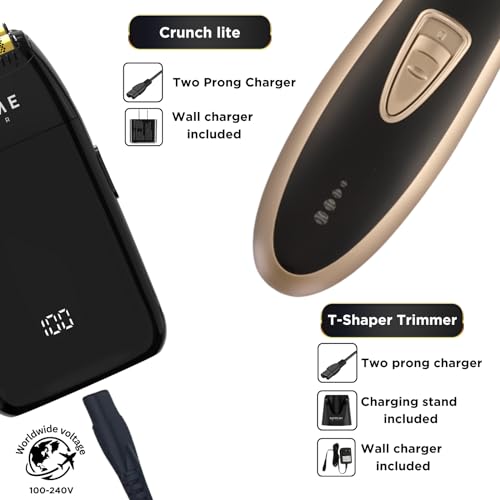 Supreme Trimmer 2-in-1 Crunch Lite Foil Shaver & T-Shaper Trimmer | ST5210 Beard Trimmer & STF600 Electric Razor | Travel Hair Trimmer Set | Black & Gold - style: Crunch Lite & Gold T-Shaper