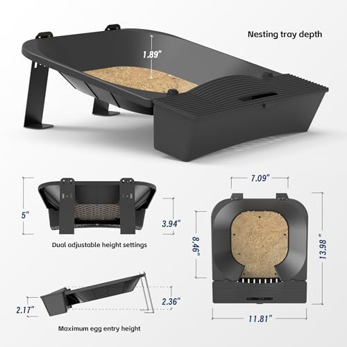 Roll Away Nesting Box for Chicken Coop with 3 Coconut Fiber Nesting Pads,Hen House Accessories,Black (1Pack) IVAHOU 鸡舍用可移动产蛋箱，带 3 个椰纤维产蛋垫，鸡舍配件，黑色（1 件装）