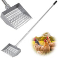 Chicken Poop Scooper Spring Steel Shovel 38-66in Extendable Handle | 3 Adjustable Angle Sifting Shovel Professional Poultry Litter Cleaner for Chicken Coop, Duck, Goat and Sand - size: 9" W x 2.5" D