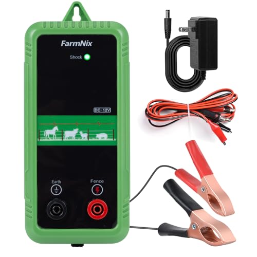 EF-07, 10KV Electric Fence Charger, 5 Miles 1 Joules Pulse Energy | Waterproof Electric Fence Kit for Livestock & Farm Needs, Supply for Animals, Pets, Poultry, Ranches and Gardens Protection