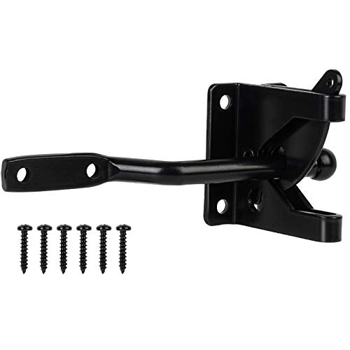Self-Locking Gate Latch,Automatic Gravity Lever Latch for Wooden Fence Post Mount, Door Latch for Secure Pool,Garden,Shed,Black Powder Coated for Rust Resistance