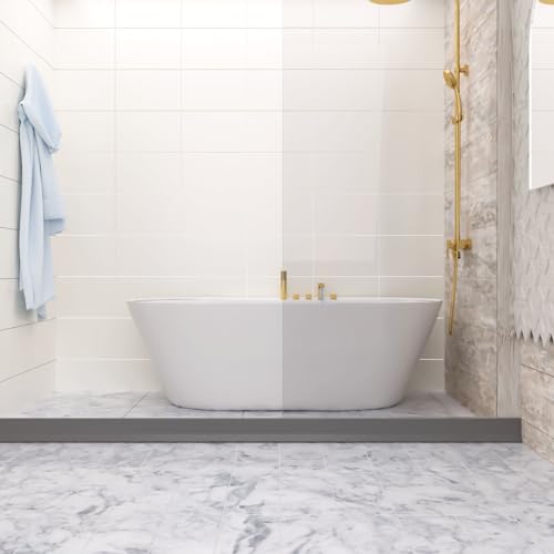 Raycity 3"H Shower Threshold Water Dam, Shower Water Guard, 98 Inch, Gray | Silicone Rubber Water Stopper for Walk in Shower, Water Barrier, Prevent Leaks, Suitable for Bathroom, Kitchen - color: Gray, style: 98 inch
