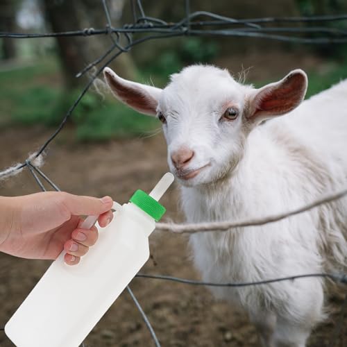 Angoily Lamb Feeding Bottle 29Oz Animal Feeding Bottle with 3 Nipples Livestock Milk for Sheep Baby Goats and Calves Large Capacity Farm Supply