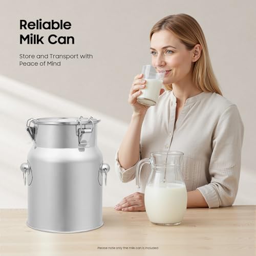 5L/1.32Gallon Stainless Steel Milk Can, Milk Jug Milk Bucket Wine Pail Bucket Bottle Liquid Container Storage Milk Container for Grain Wine Liquid,Stainless Steel Sealed Tank