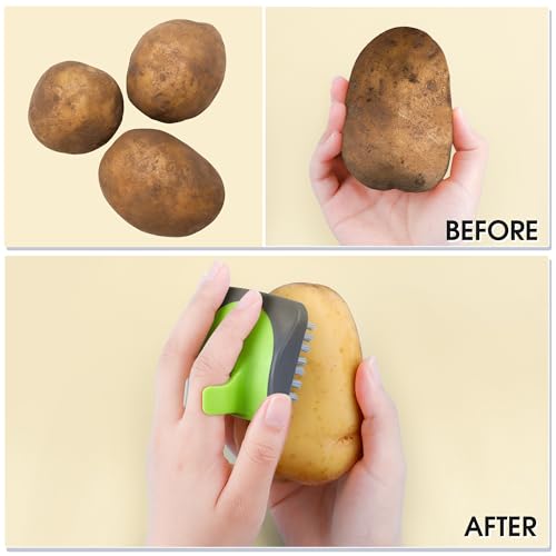 Vegetable Brush Carrot Potato Scrubber Soft Silicone and Hard Side Fruit Cleaning Tools for Delicate or Tough-Skinned Vegetables Brush