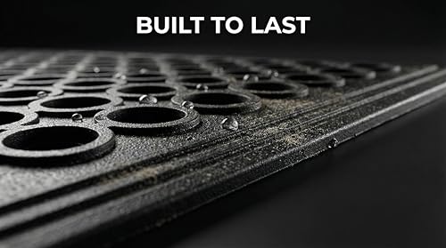 Lovinland Ourdoor Rubber Floor Mat for Outside Entrance 60"x35" | large heavy duty non-slip waterproof easy to clean drainage mat foot clean pad for pool,patio,wet,garage,front door