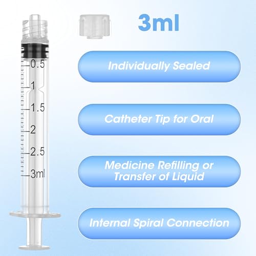 3ml Syringe with Cap, Luer Lock Liquid Transfer Syringes, 30 Pack Wrapped | Clear Scale Markings and Smooth Operation, Controlled Dispensing, Easy Liquid Transfer - style: 3 ml Luer Lock
