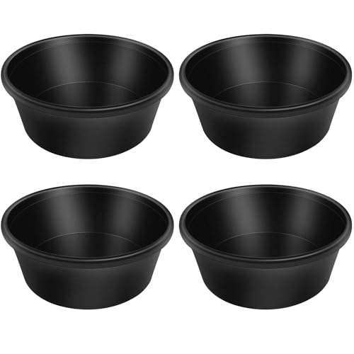 4pcs Rubber Feeder Pan - 4 Quart Durable Rubber Feed Pan, Resistant Animal Feed Bowl, Suitable for Horses, Goats, Chicken, Cats, Dogs, Dust Bath Container