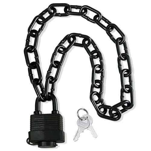 Heavy Duty Weather-Resistant Padlock with Chain, Anti-Theft Advanced Hardened Security Chain Lock for Fences, Backyard Gates, Motorcycles, Bicycles, Outdoor Furniture (Lock+Chain)