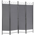 4 Panel Room Divider 6FT Steel Frame Screen Folding Privacy Divider Freestanding Partition for Home Office Bedroom,Light Grey - color: Light Grey