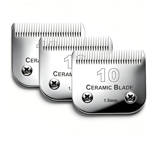 3 Pack 10 Blade Dog Grooming Blades Compatible with Andis Clippers | Dog Clipper Blades for Oster A5/Wahl KM ,Detachable Stainless Steel Blade,Size-10, 1/16-Inch Cut Length - color: 3pc 10:1/16''(1.5mm)