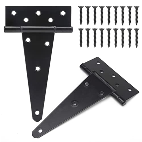8 Inch T-Strap Shed Door Hinges Heavy Duty, Black Tee Hinge for Wooden Fences, Yard Door, Barn Door Gates, Wrought Hardware Rustproof, 2PCS - color: 2 pcs, size: 8 Inch