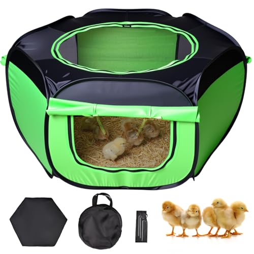 Tetuga Brooder Box for Chick Starter Kit, Chicken Brooder Up to 15 Chicks | Pop-Up Chicken Brooder Pen with Breathable Mesh Easy Fold Storage, Indoor Outdoor Use for Chick, Duck And Quail,Green - color: Chicken Brooder Tent,Green