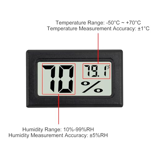3Pcs Mini Digital Thermometer Hygrometer Electronic Temperature Humidity Gauge Meters Indoor LCD Display Fahrenheit for Greenhouse,Garden,Car Cellar and Office - color: Black-3PCS