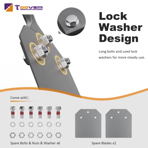 TOOVEM 4 Inch SDS Plus Floor Scraper Kit fits SDS-Plus Rotary Hammers | 4 x 10 Inch Tile Removal Chisel Tool with Spare Blades, Bolts, Nuts, Lock Washers, Removes Thinset Adhesives Wall Scraper - color: Silver