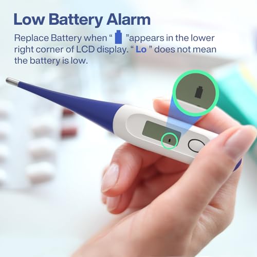 Boncare Digital Thermometer for Adults, Kids & Babies, Dark Blue | Accurate & Safe Oral and Rectal Thermometer with 10-Second Reading and Fever Alarm - color: Dark Blue