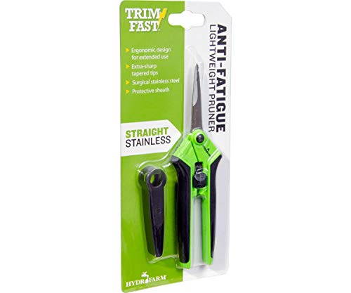 Hydrofarm HGPL400 Precision Anti Fatigue Pruner, - color: Green, style: Straight Stainless Steel